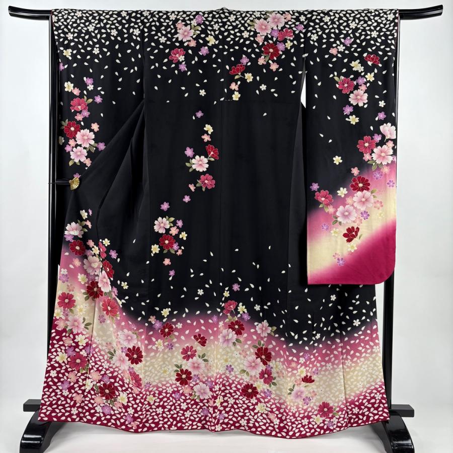 SO-228☆正絹 絞り 中振袖セット6点 桜柄❣️ 身丈166㎝ 裄66.8㎝ 振袖|緑系|桜 牡丹 |HACY818|対応身長:153-165cm|ｻｲｽﾞ:7号-13号｜全国