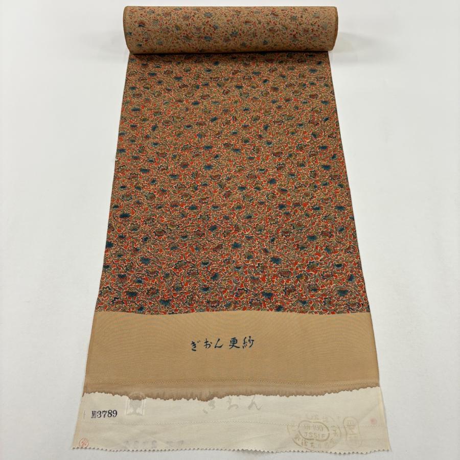 反物 優品 羽尺 羽織 和装コート 更紗 朱色 正絹 中古 : リユース