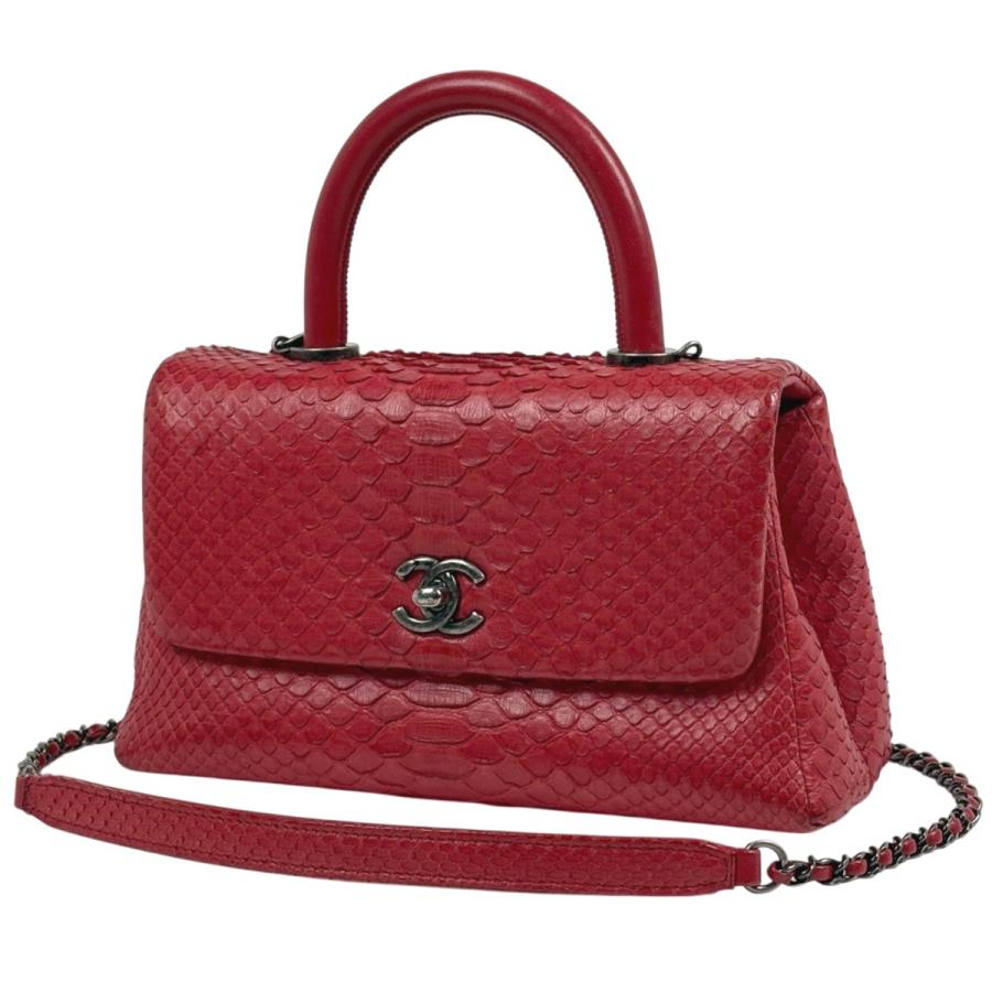 CHANEL シャネル ショルダーバッグ チョコバー ピアノバッグ レッド系 CHANEL（シャネル） ココマーク トップハンドル チェーン ショルダー