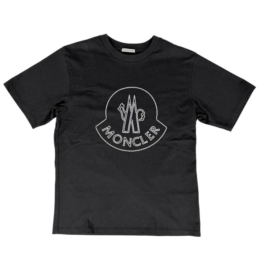 モンクレール MONCLER クルーネック 半袖Tシャツ 衣料品 トップス コットン レディース ブラック系 【中古】 MONCLER - モンクレール MONCLER クルーネック 半袖Tシャツ 衣料品