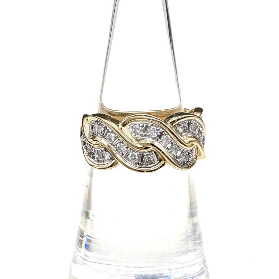 メレダイヤ デザインリング プラチナ YG イエローゴールド 指輪 リング