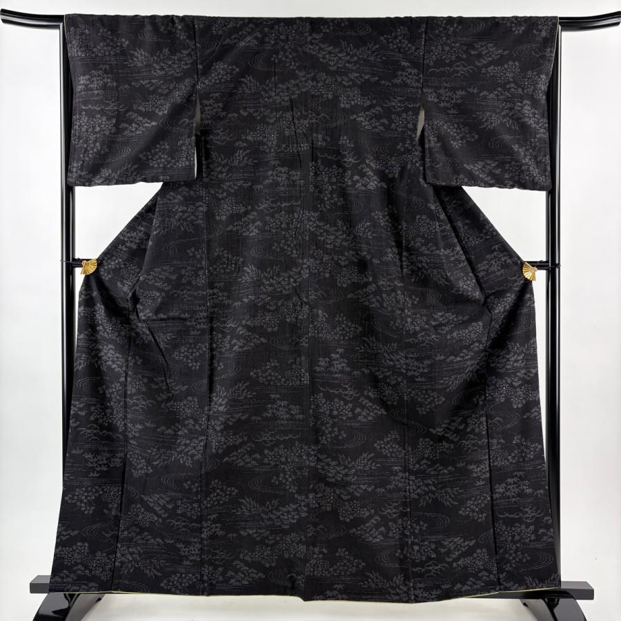 美品 結城紬 身丈162cm 裄丈65cm M 袷 本場結城紬 証紙あり 松竹梅