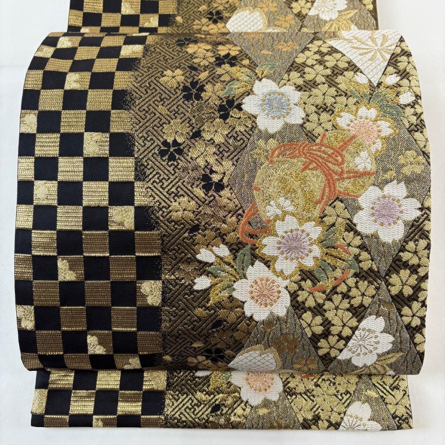 ◇◇【最終値下げ】310my22◇ビロード 金糸 ベルベット 袋帯 六通◇美品 美品 袋帯 秀品 華文 鳥 箔 金糸 金色 六通 正絹 中古 : リユース