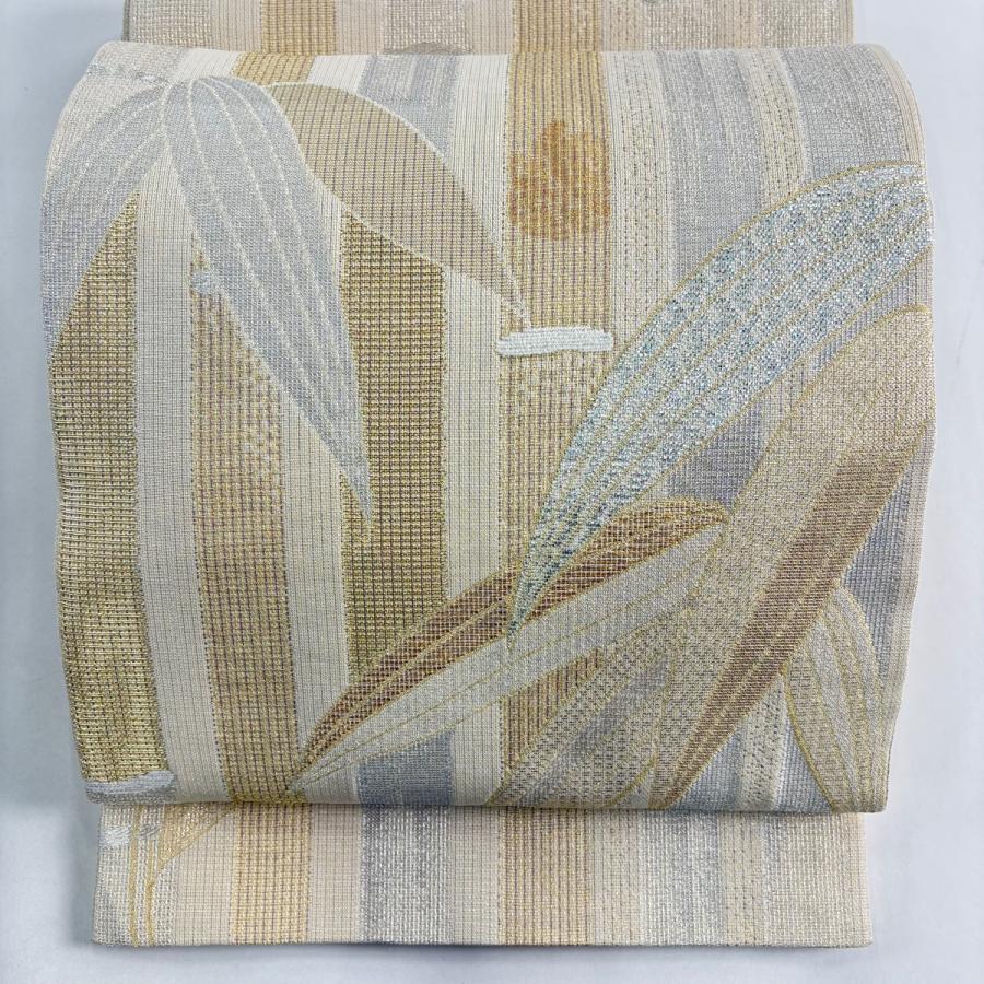 袋帯 逸品 誉田屋源兵衛 落款あり ますいわ屋 竹 金銀糸 箔 ベージュ