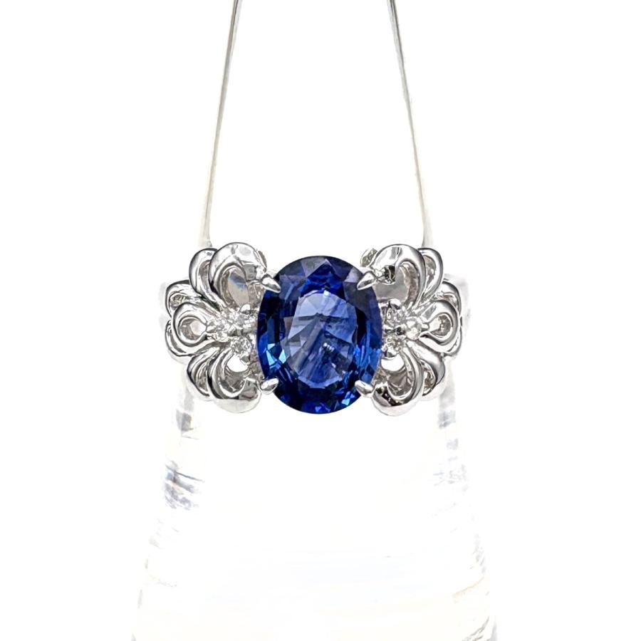 サファイア デザインリング 指輪 メレダイヤ リング 15号 750