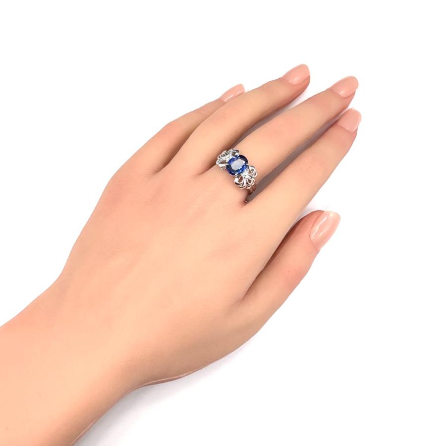 サファイア デザインリング 指輪 メレダイヤ リング 15号 750