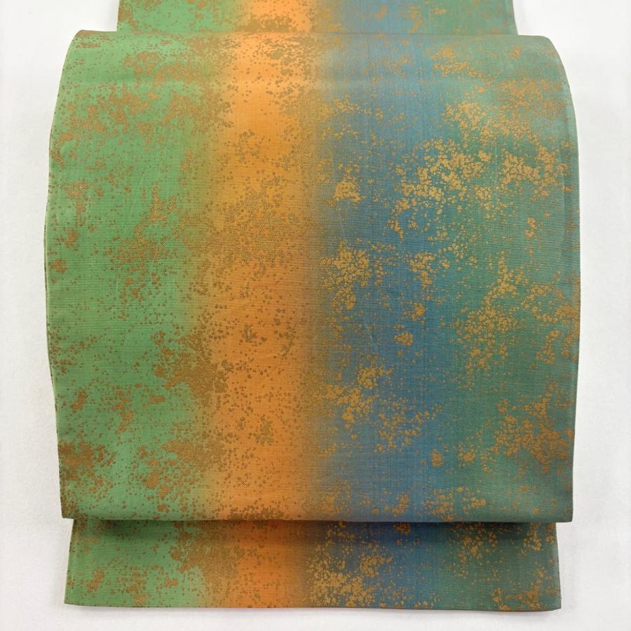 袋帯 秀品 幾何学 金彩 緑 全通 正絹 中古 : リユースセレクトショップ