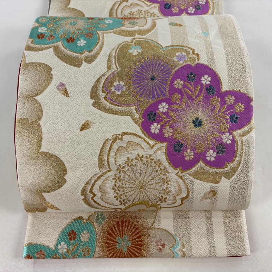 豪華振袖 袋帯☆正絹☆六通☆紫とシルバーの乱菊☆金糸☆銀糸☆ラメ/袋帯単品 豪華振袖 袋帯☆正絹☆六通☆紫とシルバーの乱菊☆金糸☆銀糸☆ラメ