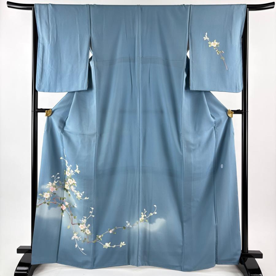 付下げ 袷 正絹 薄花色 紺 霰散らし 暈し 身丈157裄66 【公式通販】