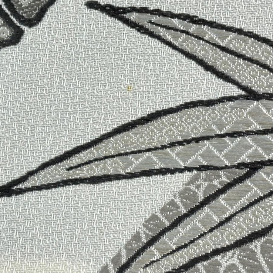 美品 袋帯 名品 竹 菊 唐織 箔 クリーム 六通 正絹 中古 : リユース