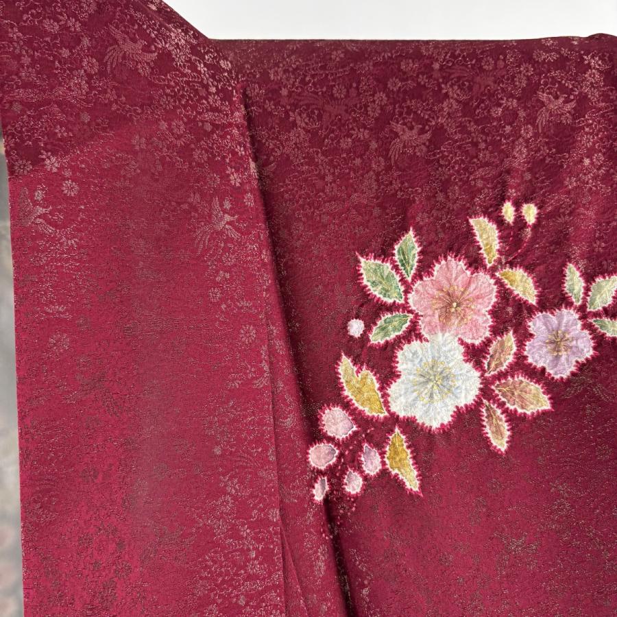 振袖 身丈159cm 裄丈66cm 正絹 名品 【中古】 振袖 身丈159cm 裄丈66cm M 袷 熨斗 菊 総絞り 薄紫 正絹 秀品｜中古