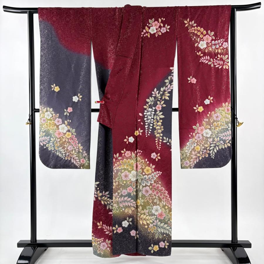 振袖 身丈159cm 裄丈66cm 正絹 名品 【中古】 美品 振袖 身丈159cm 裄丈66cm M 袷 徳永憲峯 落款あり 辻が花 金通し