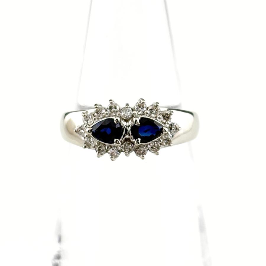 ファッションリング　K18 サファイア&メレダイヤ k18サファイアリング