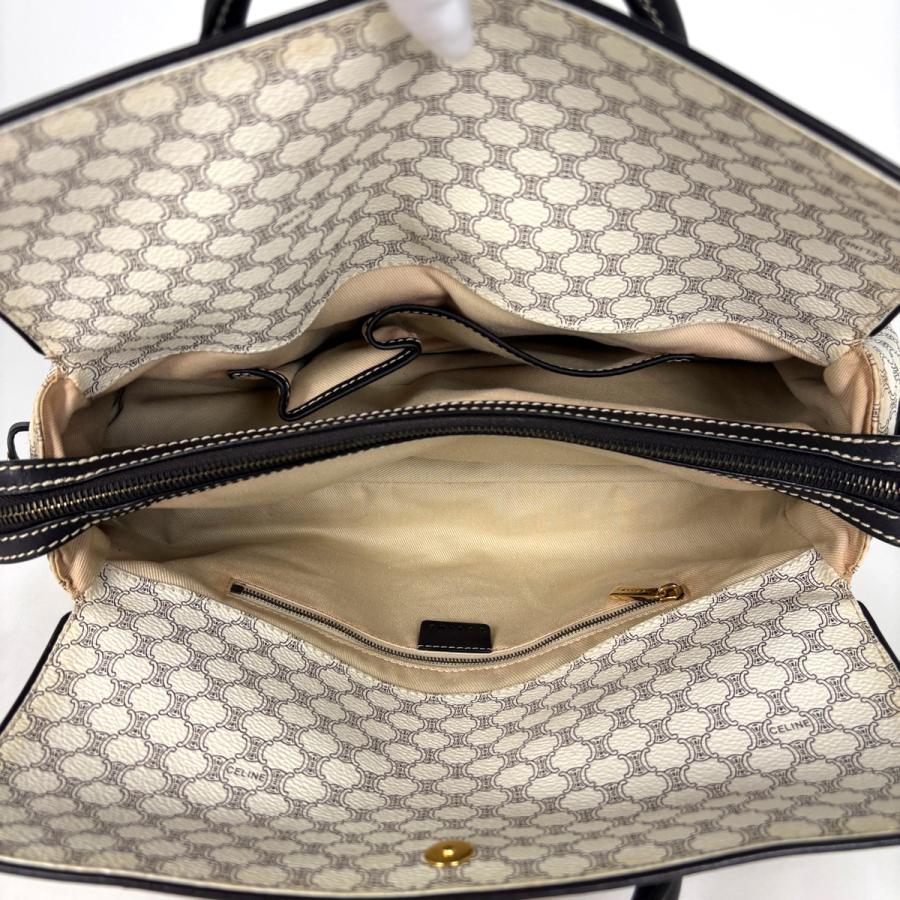 セリーヌ CELINE マカダム柄 ハンドバッグ コーティングキャンバス ホワイト レディース 中古