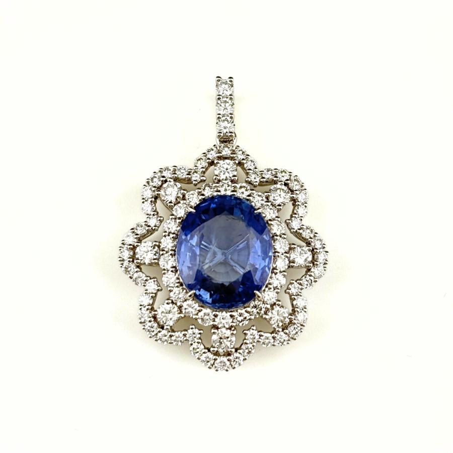 リメイク サファイア ペンダントトップ プラチナ メレダイヤ Pt950