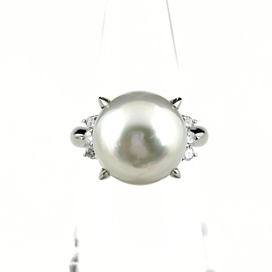 PT900　パール　ダイヤモンド　リング　約10号 パール デザインリング プラチナ 指輪 メレダイヤ 真珠 リング 10号