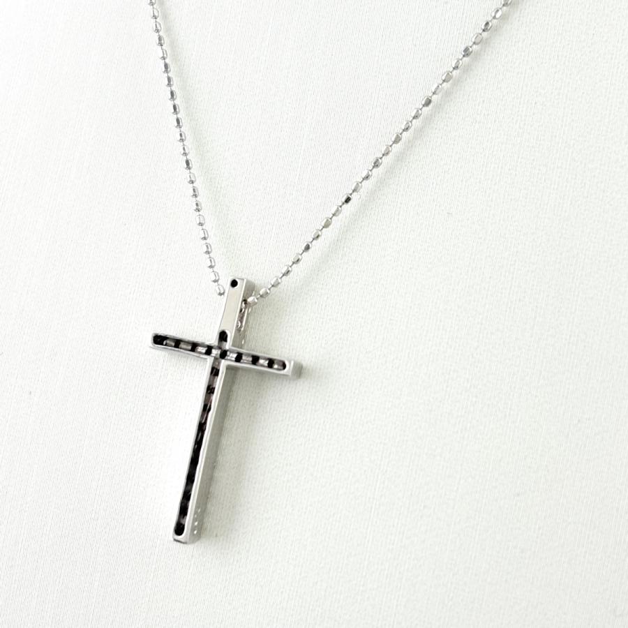 クロスモチーフ デザインネックレス WG ホワイトゴールド ペンダント メレダイヤ ネックレス K18 WG ダイヤモンド レディース 中古_2