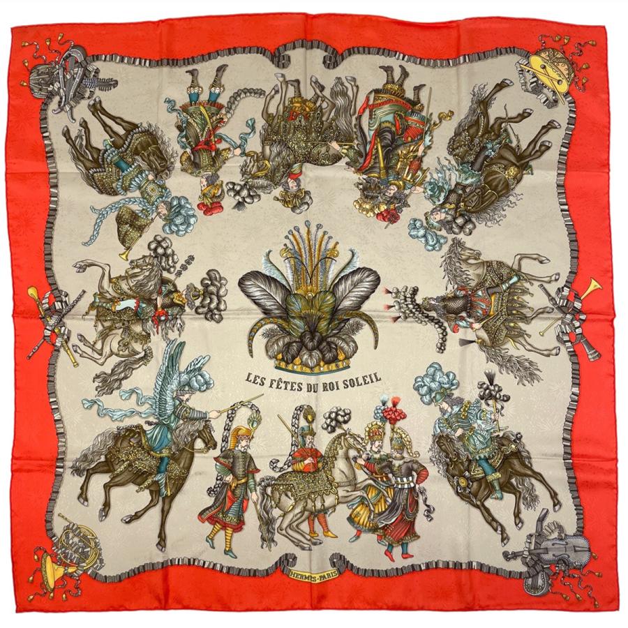 【美品】HERMES エルメス カレ90 太陽王の祝典 スカーフ シルク100% HERMES（エルメス） カレ 90 LES FETES DU ROI SOLEIL 太陽王の祝典