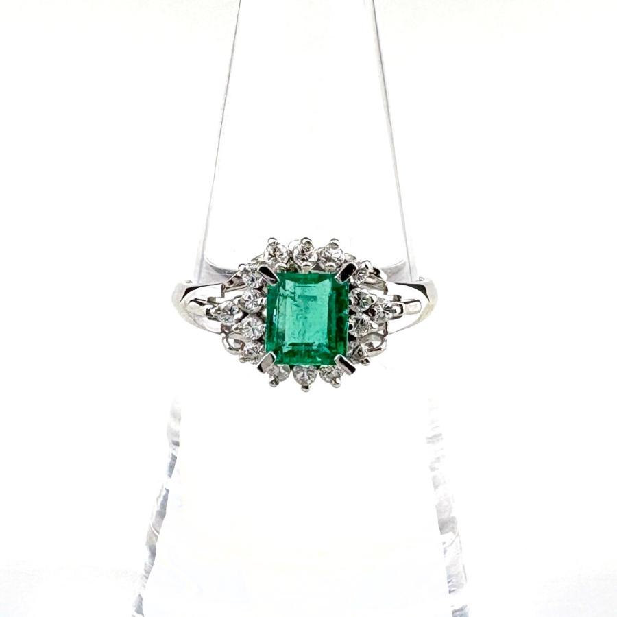 ⭐️【セール】エメラルド×ダイヤモンド　プラチナリング　12号⭐️ エメラルド デザインリング プラチナ メレダイヤ 指輪 リング 12.5号