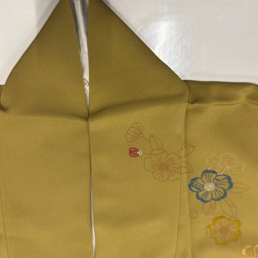 付下げ 身丈161.5cm 裄丈67cm M 袷 千總 落款あり 辻が花柄 金彩 黄土色 正絹 逸品 中古_6