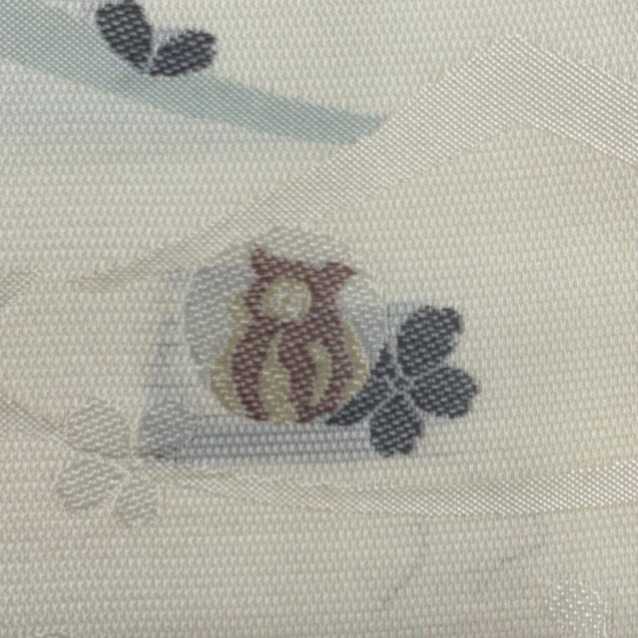 袋帯 逸品 夏帯 絽 ミミズク 桜 クリーム 六通 正絹 中古 : リユース