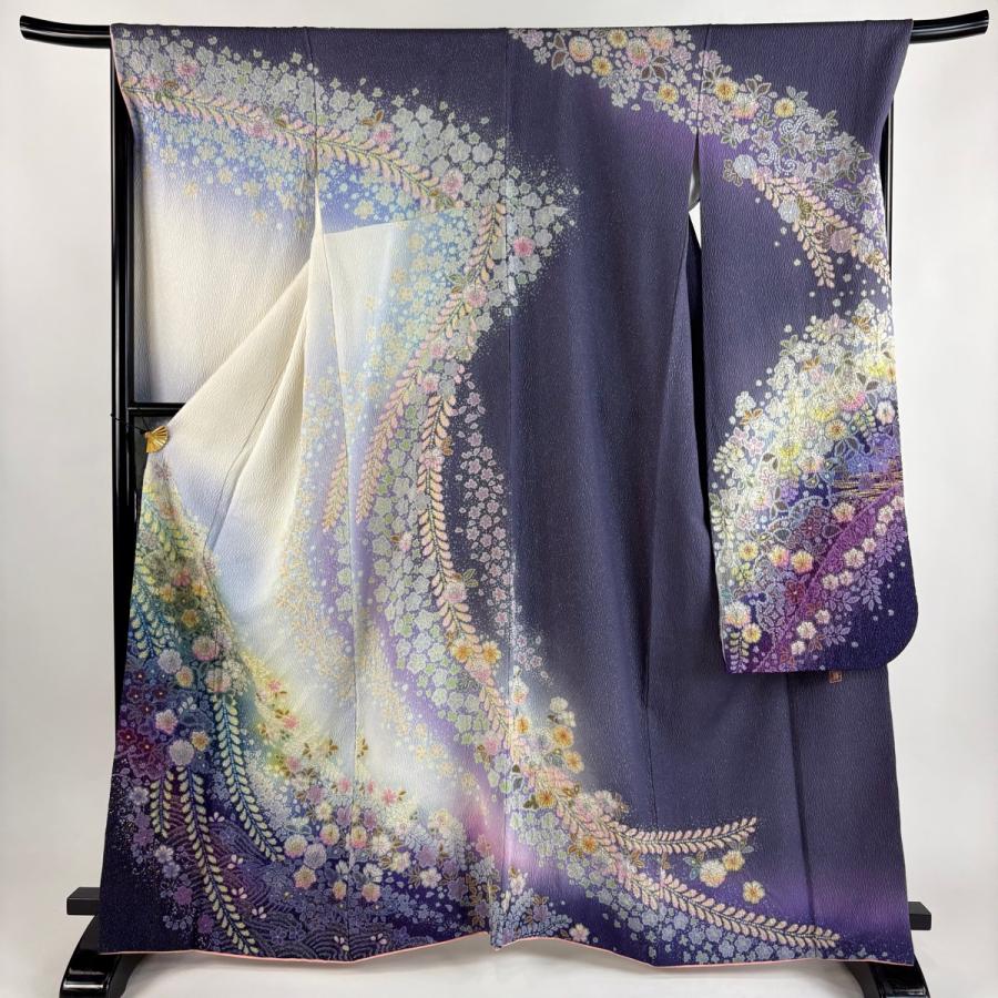 振袖 身丈164.5cm 裄丈69cm L 袷 吉乃一廉 落款あり 辻が花 桜 銀通し