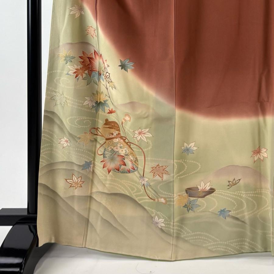 振袖 身丈165cm 裄丈68cm L 袷 貝島はるみ 綺麗 落款あり 瓢箪 楓 金彩