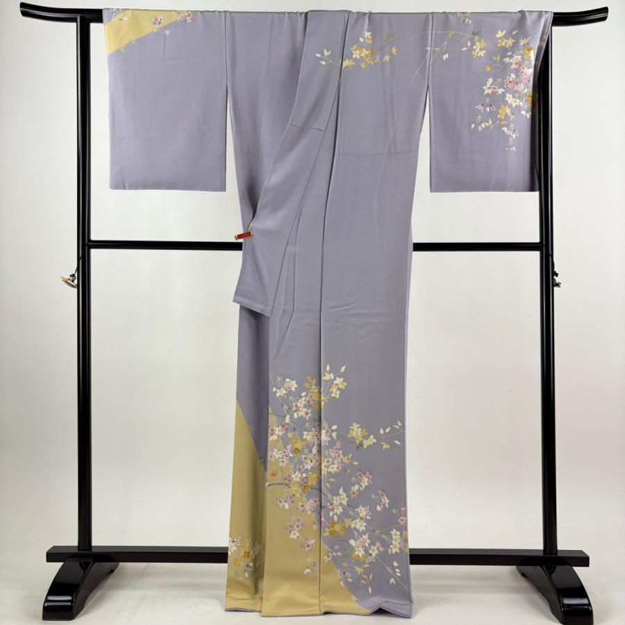 訪問着 身丈169cm 裄丈68cm L 袷 松本健一 落款あり 枝花 染め分け 