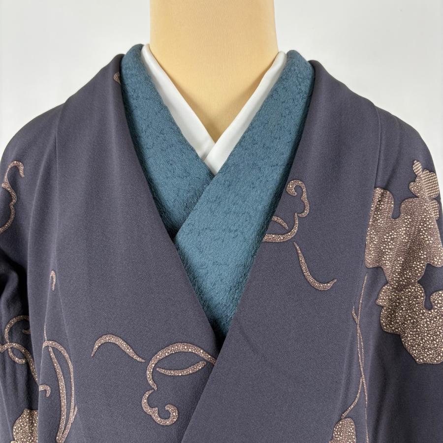 道中着 身丈104cm 裄丈65cm M 和装コート 蔦 濃紫 正絹 逸品 中古 