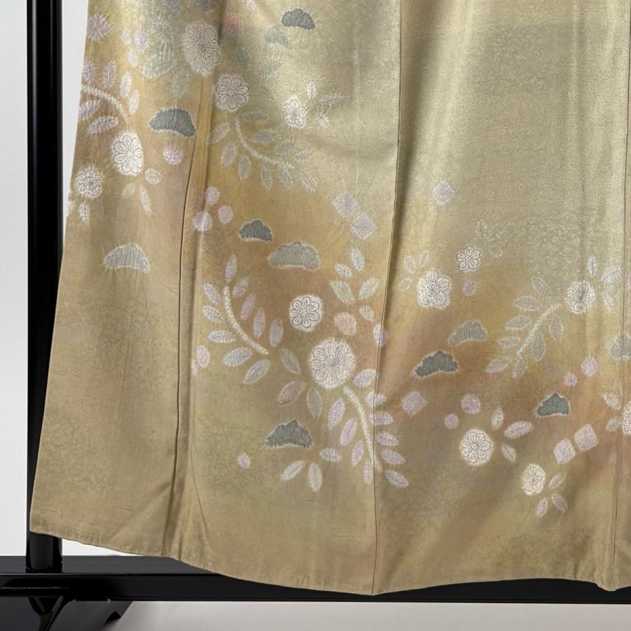 美品 訪問着 身丈167cm 裄丈64.5cm M 袷 牛首紬地 落款あり 辻が花柄 