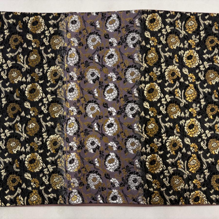 レディース 袋帯 名品 華文 花唐草 唐織 箔 灰色 六通 正絹 【】