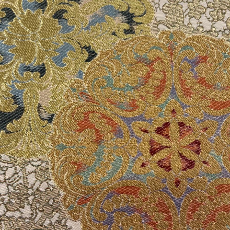 美品 袋帯 逸品 川島織物 落款あり 関西仕立て 華文 花唐草 金銀糸 箔 