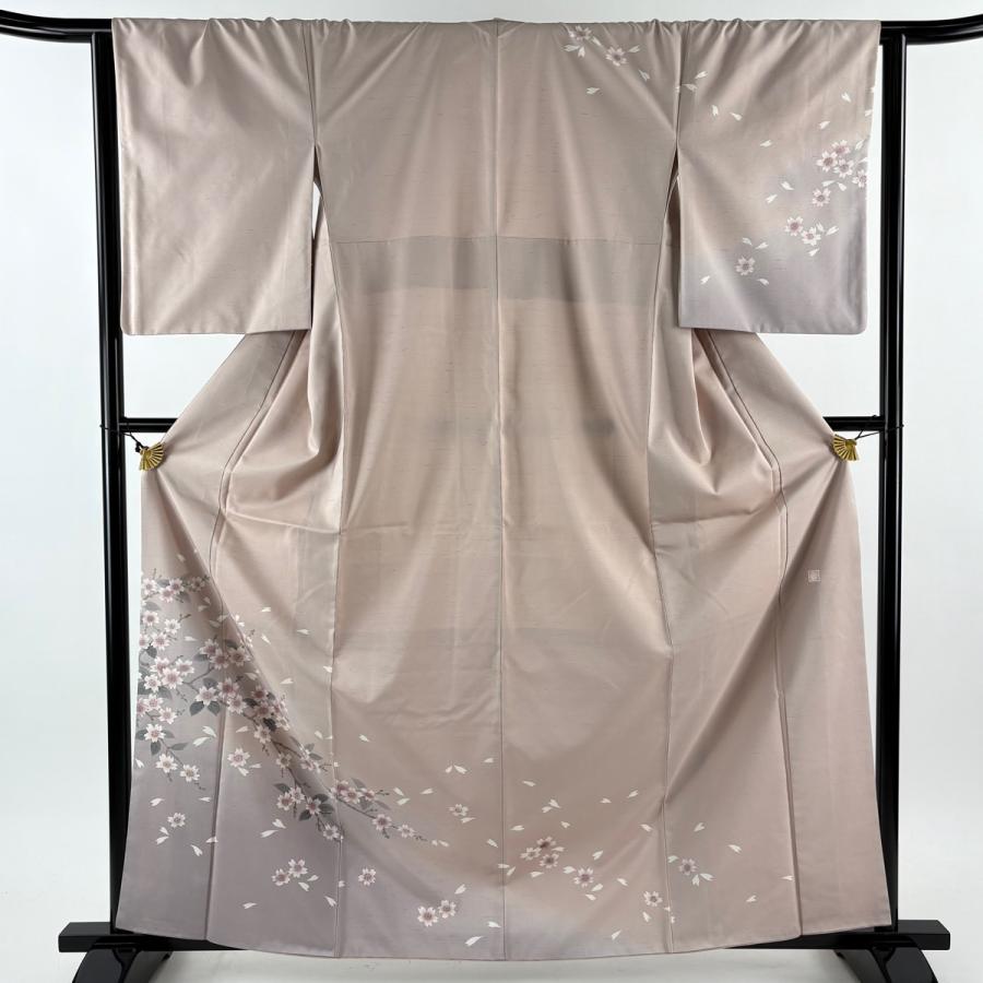美品 訪問着 身丈163cm 裄丈65.5cm M 袷 牛首紬地 落款あり 桜 桜の
