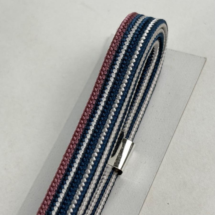 美品 帯締め 秀品 無形文化財 五嶋紐 江戸組紐 縞 藍色 正絹 和装小物 