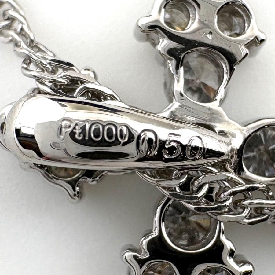 クロスモチーフ デザインネックレス プラチナ ペンダント メレダイヤ 十字架 ネックレス Pt1000 ダイヤモンド レディース 中古_5