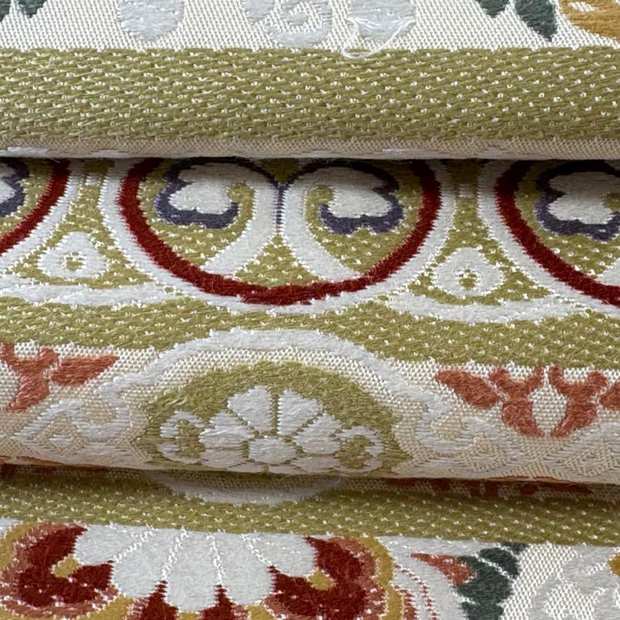 袋帯 逸品 華文 草花 クリーム 全通 正絹 中古 在庫一掃_2