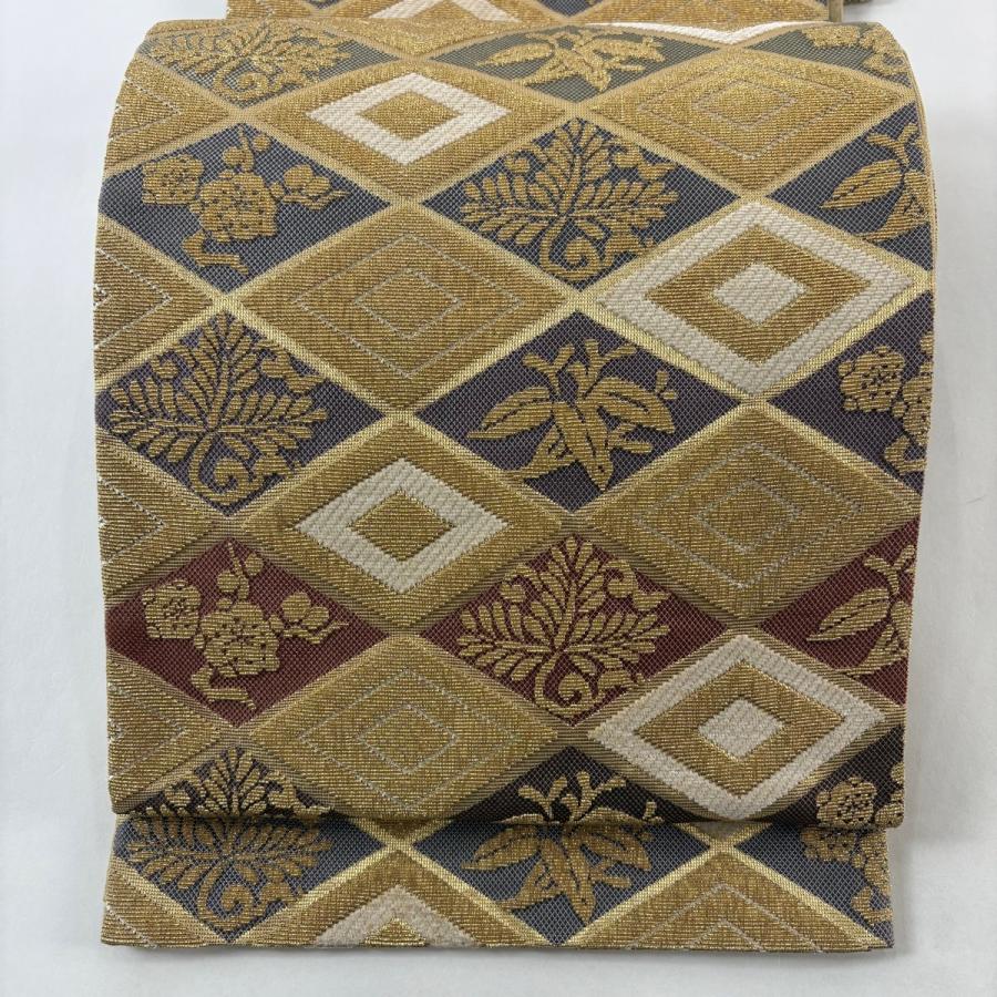 袋帯 逸品 誉田屋源兵衛 落款あり 松竹梅 入子菱 金華山織 金糸 金色