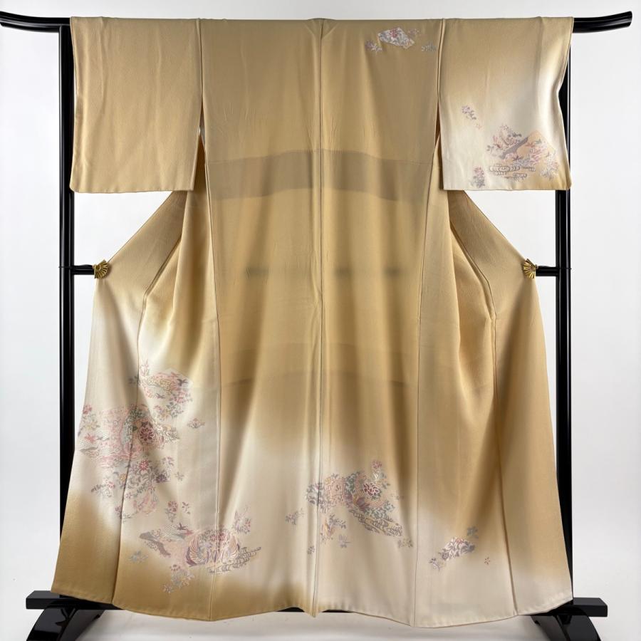 訪問着 身丈159.5cm 裄丈65cm M 袷 草花 花鳥 蘇州刺繍 ぼかし