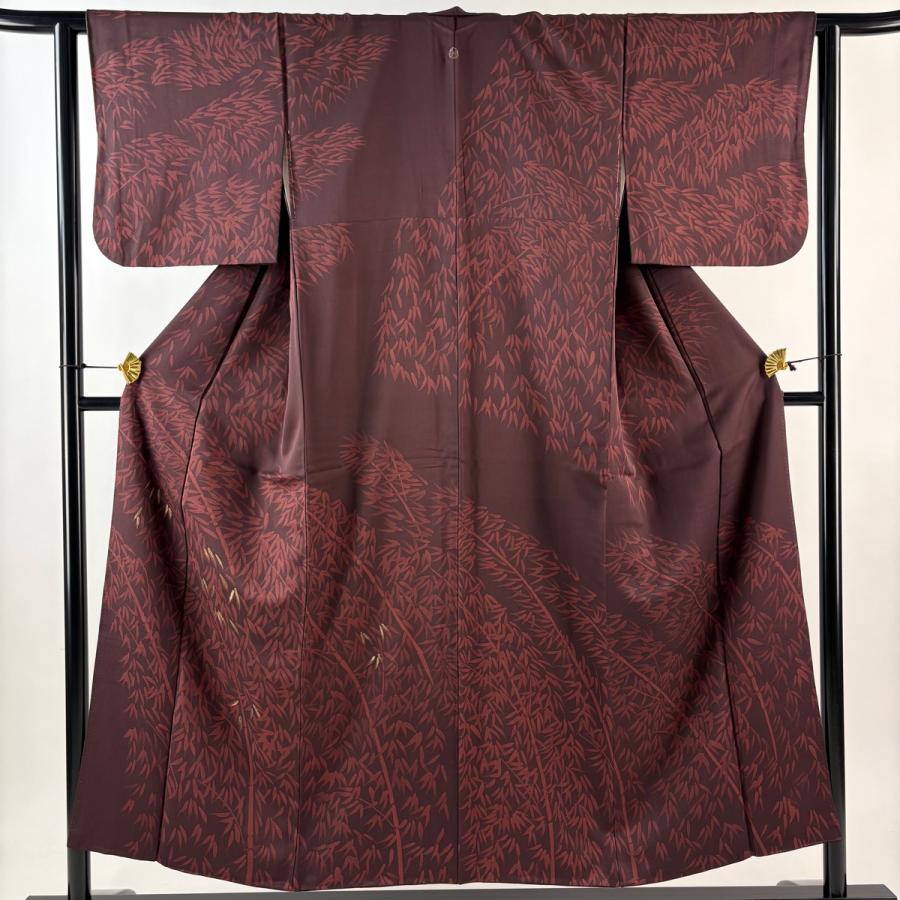 付下げ 美品 逸品 身丈153cm 裄丈63.5cm 正絹 【中古】 美品 付下げ 身丈153cm 裄丈63cm S 袷 竹 金糸 刺繍 茶紫 正絹 秀品 一