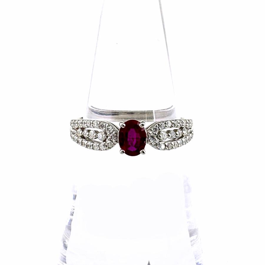 ルビー デザインリング プラチナ メレダイヤ 指輪 リング 12号 Pt900