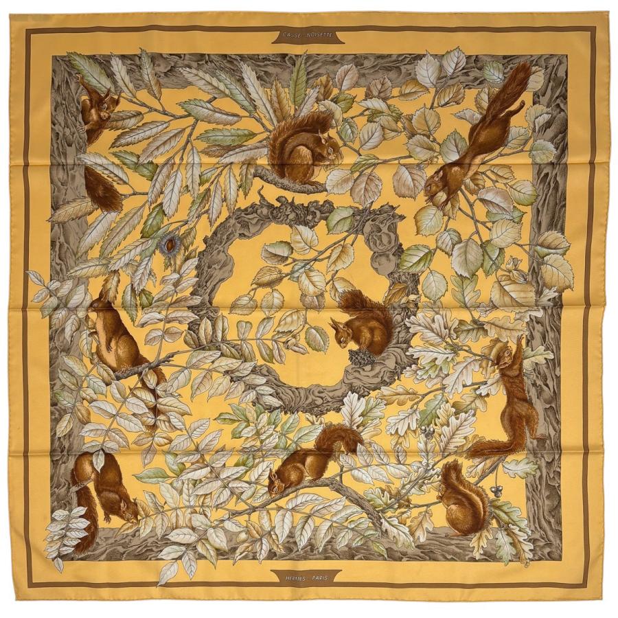 【未開封】エルメス カレ90 CASSE NOISETTE (くるみ割り) HERMES（エルメス） カレ 90 CASSE NOISETTE くるみ割り リス柄 木の実