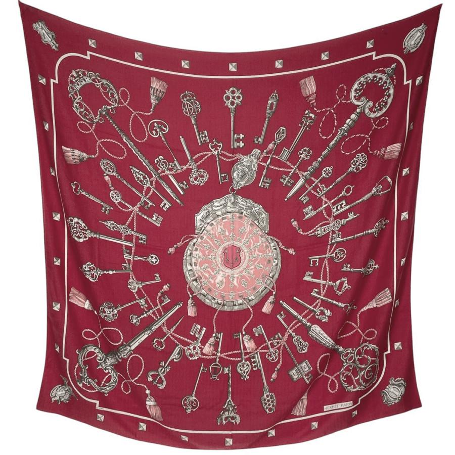 エルメス　大判スカーフ　鍵 HERMES（エルメス） カレ 140 鍵柄 キー 大判 スカーフ ショール