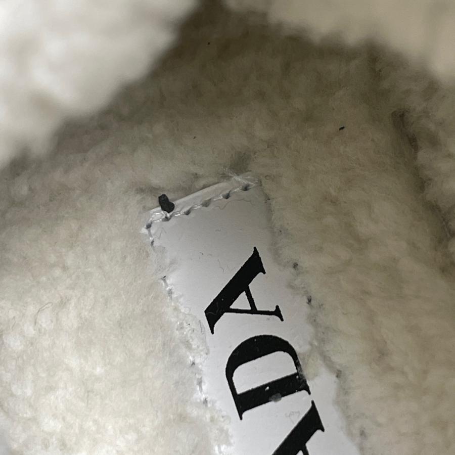 プラダ PRADA ロゴプレート ハイカット スニーカー ボア 靴 スニーカー レザー ホワイト レディース 中古