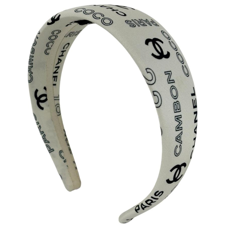 美品　シャネル　カチューシャ　汚れあり CHANEL（シャネル） ココシャネル カチューシャ シルク ホワイト
