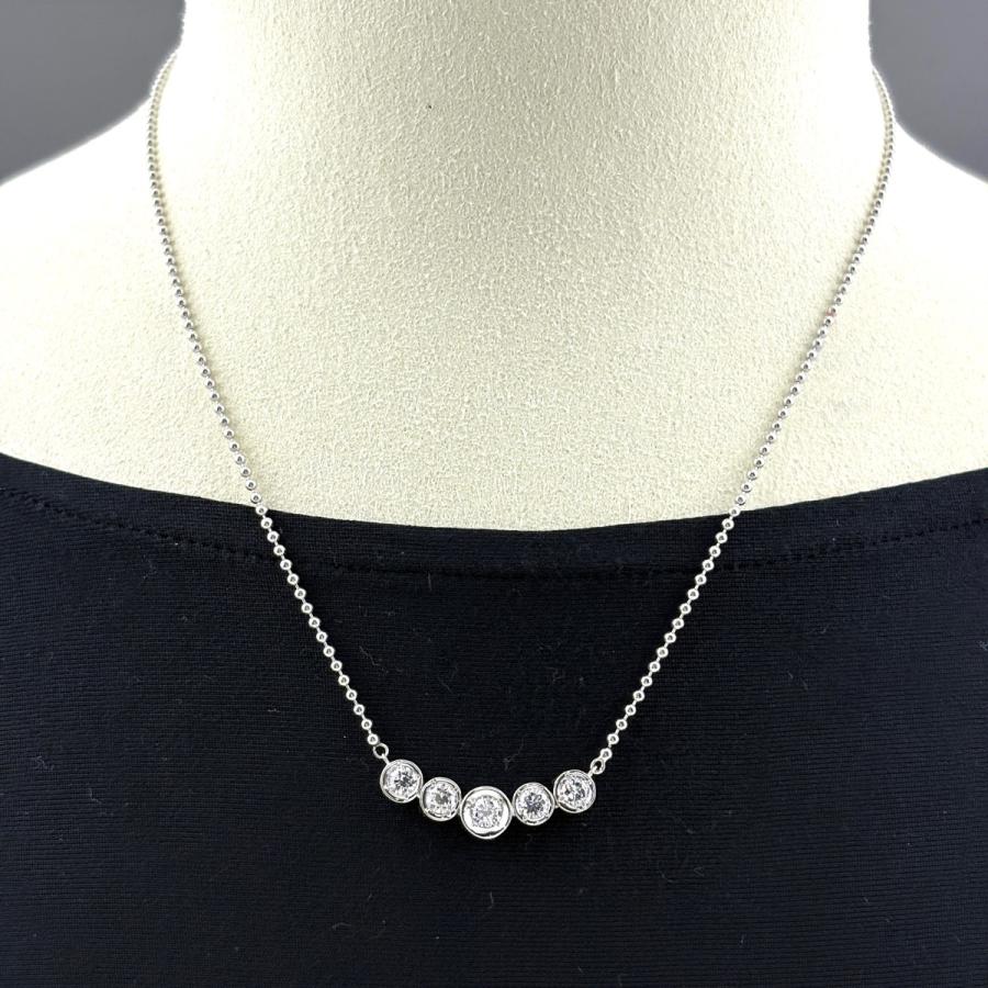 メレダイヤ デザインネックレス プラチナ ペンダント ネックレス Pt900 Pt850 ダイヤモンド レディース 中古