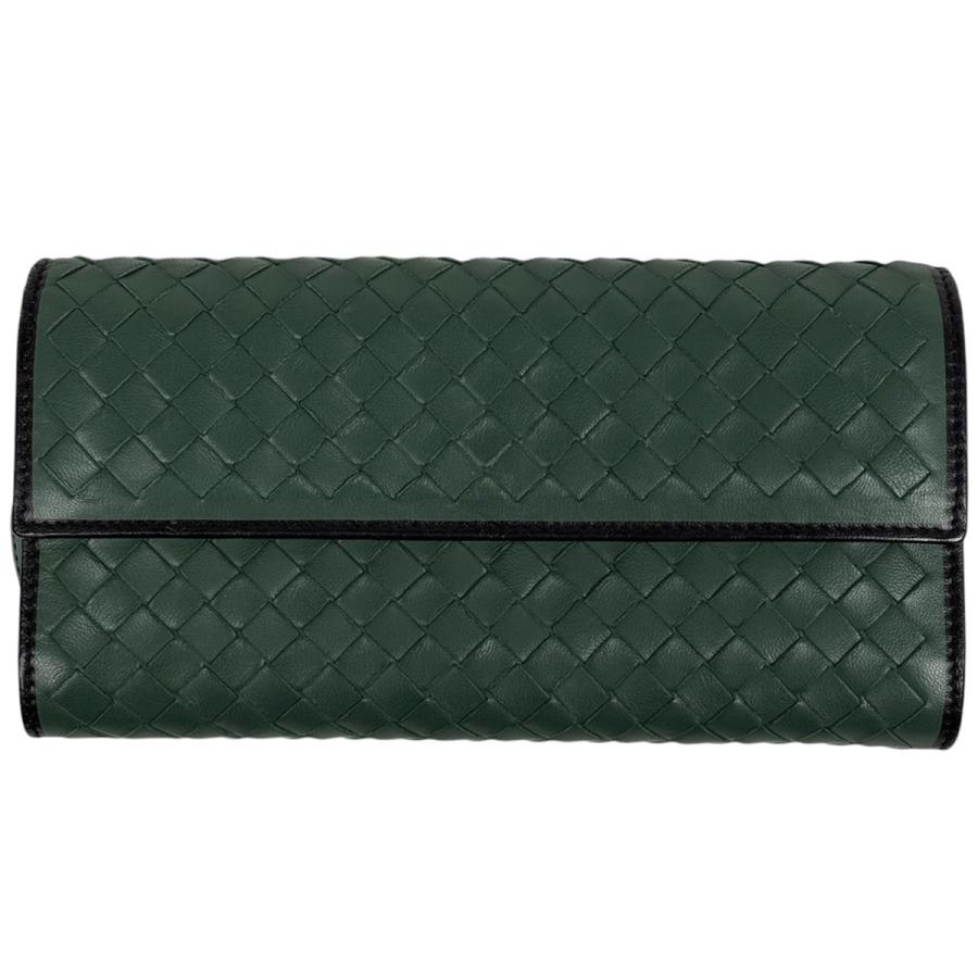ボッテガヴェネタ BOTTEGA VENETA イントレチャート 二つ折り長財布 財布 レザー レディース グリーン系 【中古】 ボッテガヴェネタ BOTTEGAVENETA イントレチャート 二つ折り 長財布