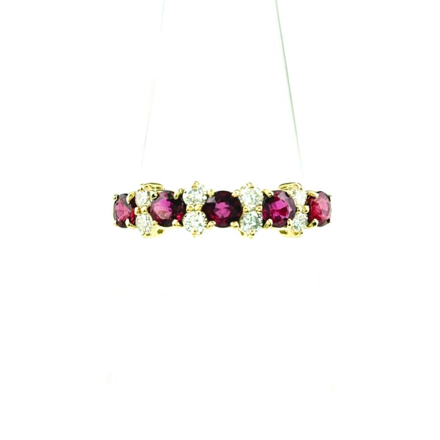 ルビー デザインリング YG イエローゴールド 指輪 メレダイヤ リング