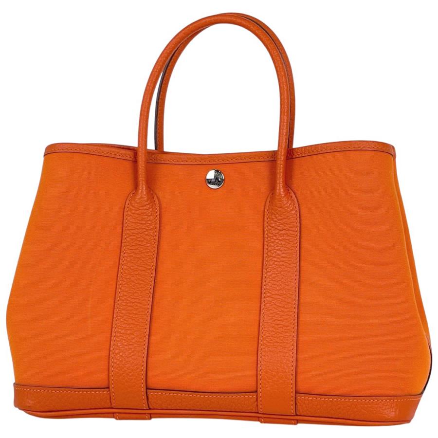 HERMES エルメス ガーデンパーティ PM オレンジ トートバッグ エルメス ガーデンパーティ PM ロング トート オレンジ トワル