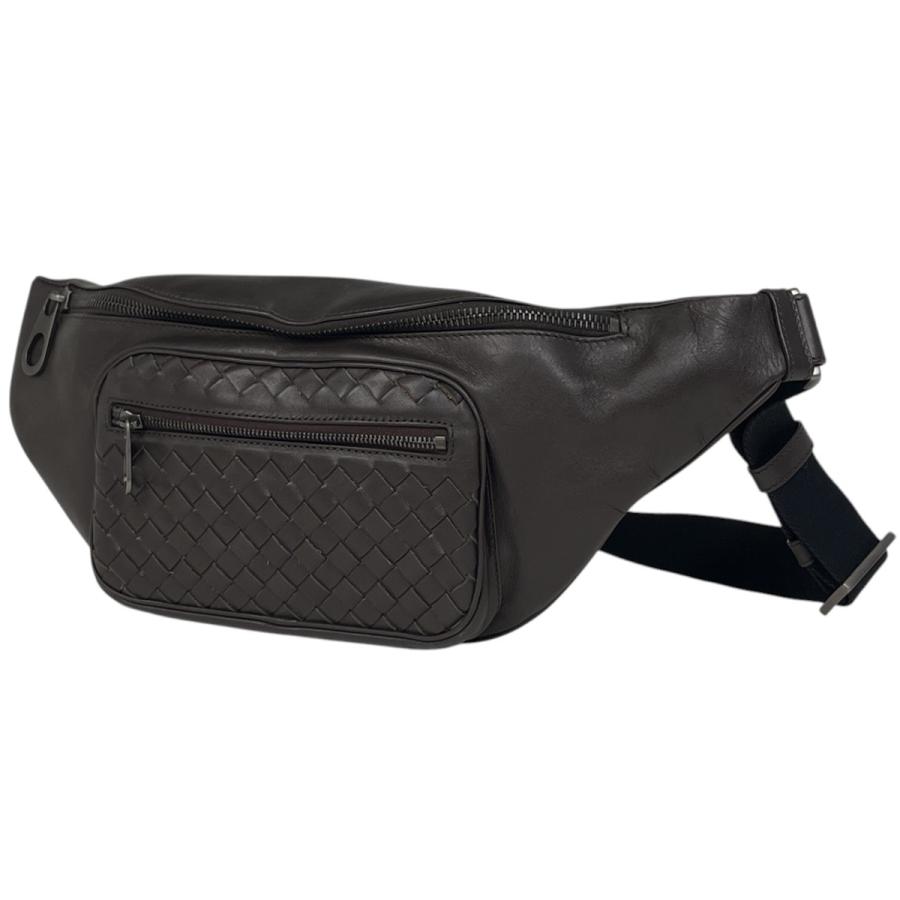 【極美品】ボッテガ イントレチャート ウエストポーチ ボディバッグ レザー ボッテガヴェネタ BOTTEGAVENETA イントレチャート ウエストバッグ