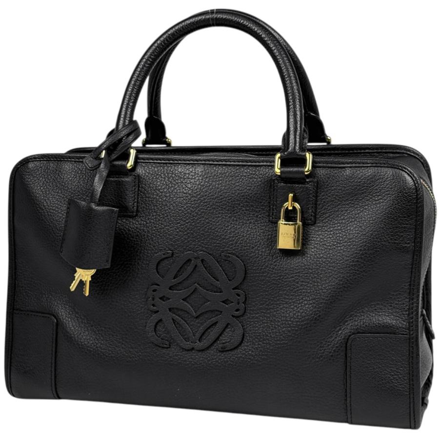 【良品】LOEWE ハンドバッグ アマソナ36 アナグラム レザー ブラック LOEWE（ロエベ） アマソナ36 アナグラム ハンドバッグ レザー ブラック